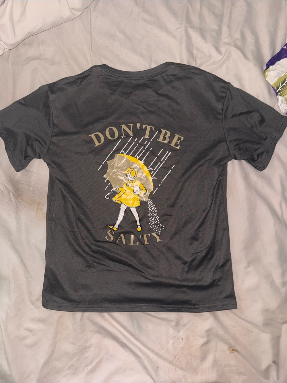 SHEIN Black Tee with Yellow Umbrella Graphic